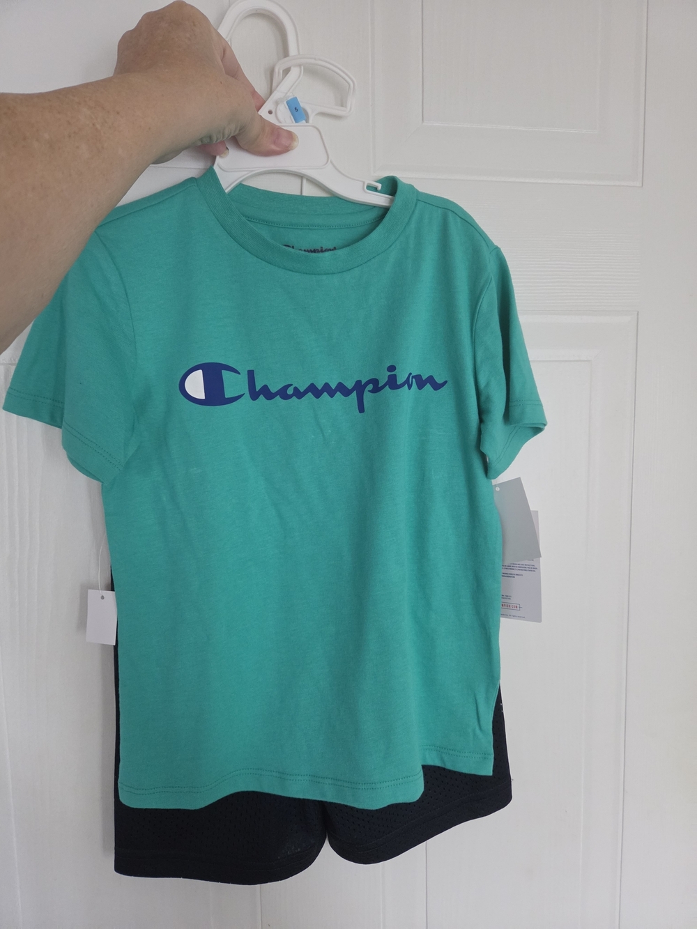 Champion Teal Short Set Sz5 Sleeve Tee & Short Navy